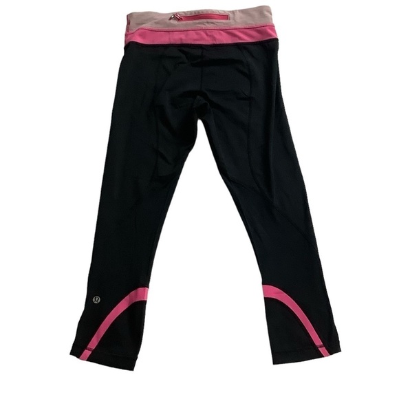 Lululemon Run Inspire Crop Legging Black / Pink / Pinkelicious Sz 4 - Picture 3 of 10